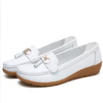 Women Shoes Nurse Loafers Shoes Classics Flats Zapatos Mujer Comfortable Flat Shoes Women White Casual Leather Women's Footwear - Image 4
