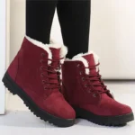 Boots Korean Style Winter Boots Snow Winter Shoes Woman Low Heels Women 's Fur Boots Ankle Combat Botas Mujer Luxury Footwear - Image 3