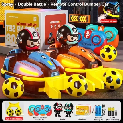 RC Battle Bumper Car Toy for Toddler Boy Girl Catapult Robot Karting Toy with Music Light RC Battle Game for Kids Family Battles