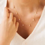 eManco New Pearl Pendant Necklace Stainless Steel Clavicle Chain Fine Chain Wedding Gift - Image 3