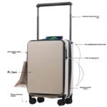 KLQDZMS Suitcase on Wheels New 20"26 Inch ABS+PC Boarding BoxMen's USB Charging Trolley CaseWomen's Password BoxCabin Luggage