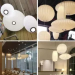 Japanese handmade silk pendant light Nordic LED living room hotel lobby dining room pendant light E27 home decoration glossy lig - Image 4