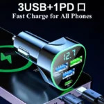 UYUXIO USB C Car Phone Charger Super Fast Charge in Car with LED Voltage Display for iPhone Samsung Huawei Oneplus Android Phone - Image 4