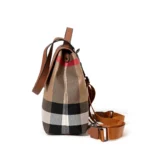 AIDRANI Canvas and cowhide patchwork college style pattern student backpack, large capacity storage, retro flip-top travel bag - Image 4