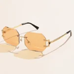 Hip hop style rimless geometric sunglasses, unisex fashion street shot eyewear, clear lens pc frame, trendy gift - Image 5