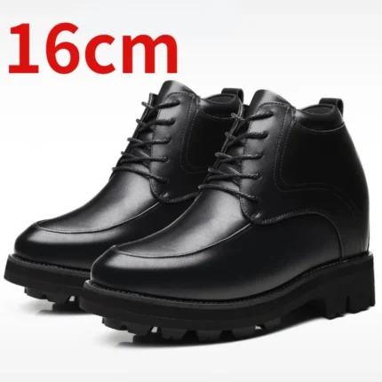 Couple's Thick Platform Derby Shoes for Men's 15.5cm Height Increasing Shoes Invisible Inner Heightening Wedding High Heels Shoe