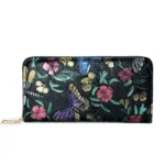 Floral Embossed Long Wallet, PU Leather Credit Card Holder, Simple Trendy Phone Coin Clutch Purse For Women Hand-painted Wallet - Image 2