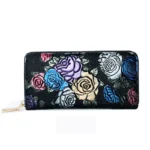Floral Embossed Long Wallet, PU Leather Credit Card Holder, Simple Trendy Phone Coin Clutch Purse For Women Hand-painted Wallet