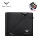 Men's Slim Wallet Genuine Leather Mini Purse Casual Design Bifold Wallet Brand Short Slim Wallet WILLIAMPOLO Luxury brand