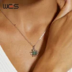 WES 925 Sterling Silver Natural Gemstone 8*8mm Moss Agate Jewelry Set for Women Leaf Branch Ring Pendant Wholesale Wedding Gift - Image 3