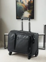 Men Business Rolling Luggage 15.6 Inch Carry Ons Trolley Travel Bag Super Waterproof Suitcase Pilot - Image 2