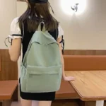 Women Schoolbag Waterproof Large Capacity School Backpack Smooth Zipper Solid Color Teens Girl Casual Daypack Bag Student Supply - Image 3