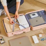 18-Inch Compact Carry-On Suitcase Lightweight Spinner Wheels Fashionable Leather Travel Bag Password Lock Hand Luggage