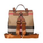 AIDRANI Canvas and cowhide patchwork college style pattern student backpack, large capacity storage, retro flip-top travel bag - Image 3