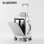KLQDZMS Suitcase Front Opening Boarding Box Full Aluminum Magnesium Alloy Trolley Case 20 "24 Inches Multi-function Luggage