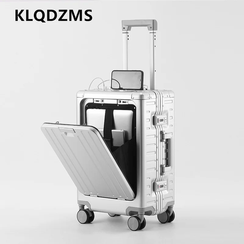 kf-S8ee63d67bd8e469aa3958e55faedaba4L KLQDZMS Suitcase Front Opening Boarding Box Full Aluminum Magnesium Alloy Trolley Case 20 "24 Inches Multi-function Luggage - Image 1