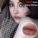 58pcs Non Piercing Lip Nails Sticker Selfadhesive Waterproof Reusable Fake Lip Nail Eyebrow Nose Ring Body Belly Button Jewelry - Image 2