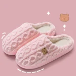 Asgard Women Winter Fur Slippers Indoor Fluffy Couple Bedroom Flat Slides Cute Bear Women Fuzzy House Slippers Warm Cotton Shoes - Image 3