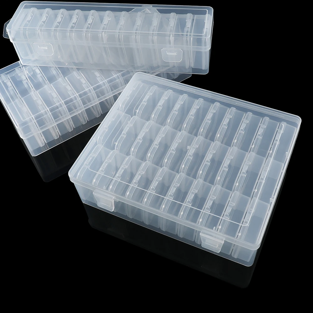 kf-S960ae2fb428f4870b56b9b3b02998bd4K Bead Organizer Box 12/24/30Pcs Small Clear Plastic Bead Storage Containers with Hinged Lid for Storage Crafts Jewelry Organizer - Image 1
