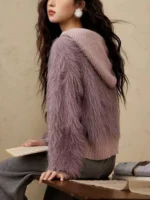 Elegant Autumn Winter Hooded Sweater Jackets Fashion Women Long Sleeve Cardigan Knitted Top Casual Vintage Knitwear Clothing - Image 5