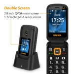 UNIWA V909T 4G Flip Phone 2.8 Inch Double Screen Feature Phone Big Push-Button Telephone For Elderly Clamshell Cellphone On Sale