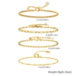 Non Tarnish Stainless Steel Bracelet Stackable for Women, Thin Herribone Chain Bracelet Waterproof Gold Plated Jewelry - Image 5