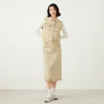 K2261W Luxury women's high quality Pure Cotton long skirts for lady denim Jeans skirts - Image 4