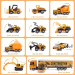 10 In 1 Construction Toys Truck Storage Die-cast Vehicle Transporter Car Set Excavator Dump Truck Digger Backhoe for Kids Gift - Image 2