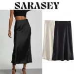 Skirt woman 2025 falds Satin Black Skirt Women Ropa Mujer юбка High Waist Long Skirts White Midi Skirt Office Elegant Skirts
