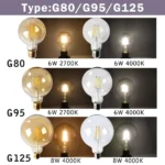 3pcs Retro Led Light Bulb E27 B22 E14 C35 A60 ST64 AC220-240V Edison Filament Bulb Vintage Warm Glass Lamp Lighting Indoor light - Image 5
