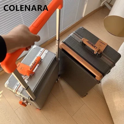 COLENARA 20"24"26"28 Inch Rolling Luggage New Aluminum Frame Business Trolley Case Universal Boarding Box with Wheels Suitcase