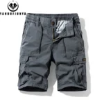 Men Summer Solid Color Outdoor Leisure Cargo Comfortable Shorts Men Elastic Waist Loose Straight High-Quality Design Shorts Male - Image 3