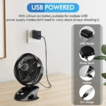 Small Desk Clip On Fan, Portable Personal USB Clip Fan For Home Office Travel Bed Stroller Camping Outdoor Golf Cart Fan - Image 2