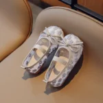 Floral Embroidery Lace Ballet Flats Baby Girls 2025 Summer New Breathable Mesh Ballerinas Kids Cute Wedding Party Dress Shoes