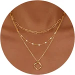 Layered Gold Necklaces for Women Stackable14K Gold Silver Plated Circle Paperclip Chain Pendant Choker Necklace Set For Woman