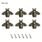 6pcs Vintage Antique Polished Bee Cabinet Handles Retro Beehive Style Bar-Shape Drawer Pulls for Home Decor and Kitchen Cabinets - Image 4
