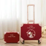 New Vintage Floral PU Rolling Luggage sets,12"16"18"inch Women Cute Trolley Suitcase Travel Bag Carry ons with Universal Wheels - Image 4