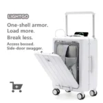 LightGo Front Access Carry On Luggage 20/26/28 Inch with Laptop Comp, 2 USB-C Ports, TSA Lock Silent Wheels for Business Travel - Image 2