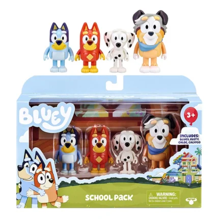 Bluey And Friends School Family Styles 4pcs/Set PVC Movable Joints Action Figure Model Dolls Children Birthday Decoration Toys