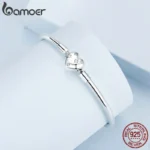 BAMOER Genuine 925 Sterling Silver Charm Glossy Bracelet Heart/Shell Clasp Basic Bangle Star Spacer Beads for Women DIY Jewelry - Image 3