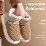 Winter Thick Soled Anti Slip Warm Cotton Shoes with Fleece Bag and Cotton Slippers for External Wear - Image 4