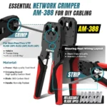 AMPCOM 12 in 1 Network Tool Kit, Professional Portable Ethernet Computer Maintenance LAN Cable Tester Crimper Cutter Repair Se