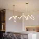 Nordic Simple Chandelier 360 Degree Golden Pendant Lamp Art Acrylic Flexible Tube LED Light Flexible Neon Light for Restaurant - Image 2
