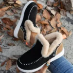 Boots Combat Winter Shoes For Woman Winter Boots Fur Ankle Botas Mujer Slip On Casual Botines 2025 New Women's Snow Boots Black - Image 2