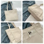 Large-capacity Hand-held Canvas Bag, Portable New Hand-held Tote Bag, Student Art Single-shoulder Bag, Blank Canvas Bag - Image 3