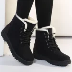 Boots Korean Style Winter Boots Snow Winter Shoes Woman Low Heels Women 's Fur Boots Ankle Combat Botas Mujer Luxury Footwear - Image 2