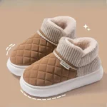 Winter Thick Soled Anti Slip Warm Cotton Shoes with Fleece Bag and Cotton Slippers for External Wear - Image 2