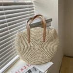 Summer Round Straw Bags for Women Rattan Shoulder Bag Travel Handmade Woven Beach Handbags Female Large Capacity Totes Bag - Image 4