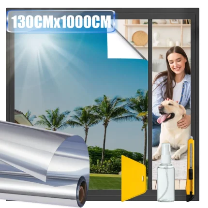 One Way Window Mirror Privacy Film Anti Look Glass Vinyl Stickers UV Blocking Tint Foil Non-Adhesive Polarized Window Film