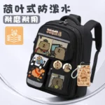Capybara Nylon Backpack Large Capacity Children's Schoolbag for Elementary Students Returning to School, Comes with 40 Sets - Image 3